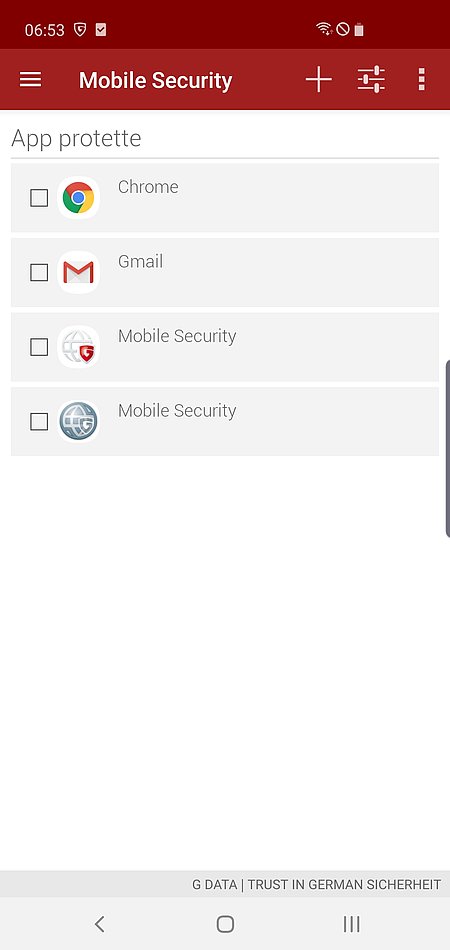 Screenshot G DATA Mobile Security Android – App protette