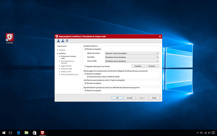 G DATA Antivirus: Protezione in tempo reale 
