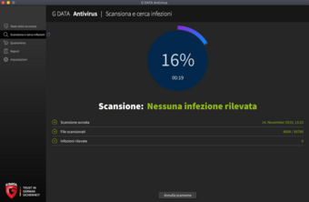 G DATA Antivirus Mac Scansiona e cerca infezioni G DATA Antivirus Mac Scansiona e cerca infezioni