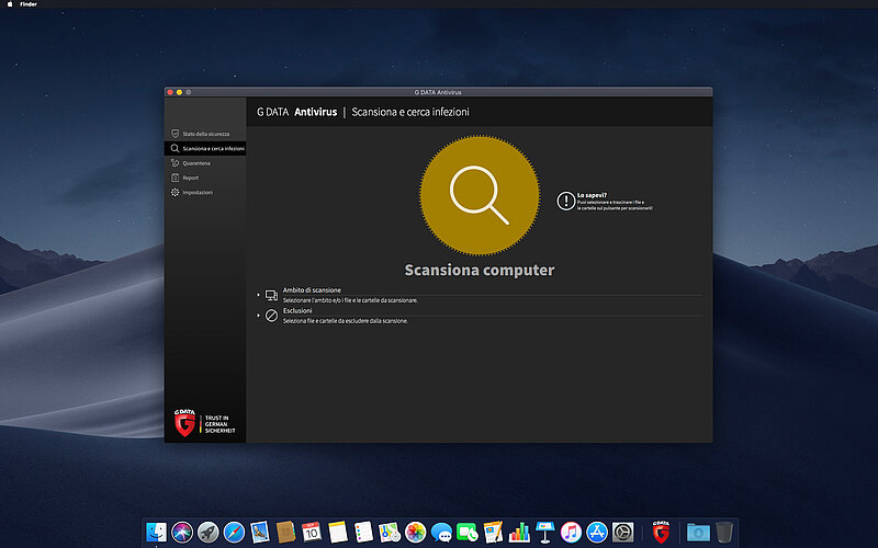G DATA Antivirus Mac Scansiona computer
