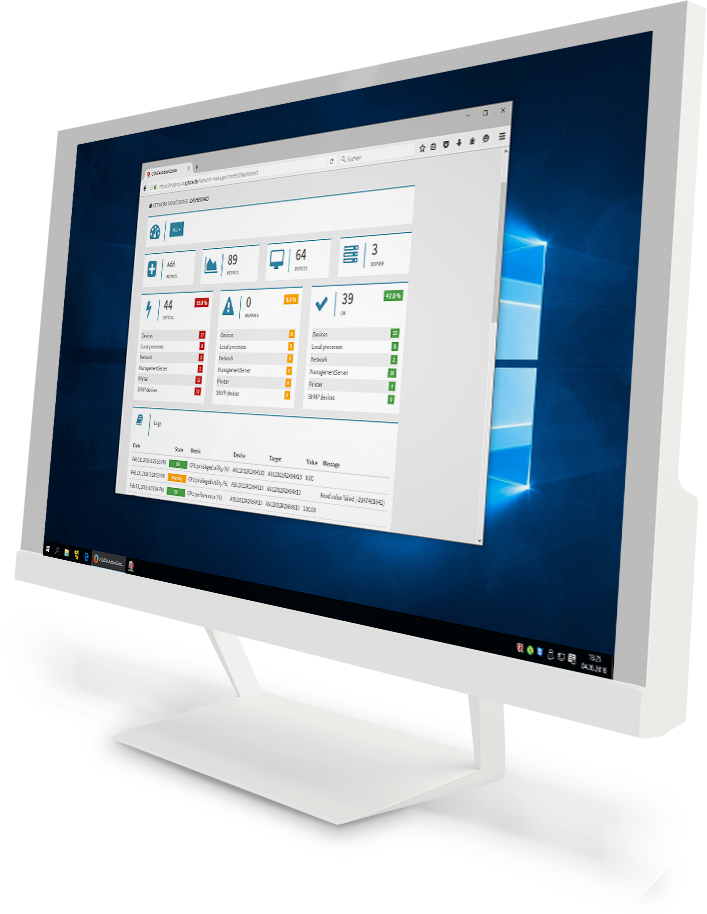 The G DATA ActionCenter as screenshot on a monitor
